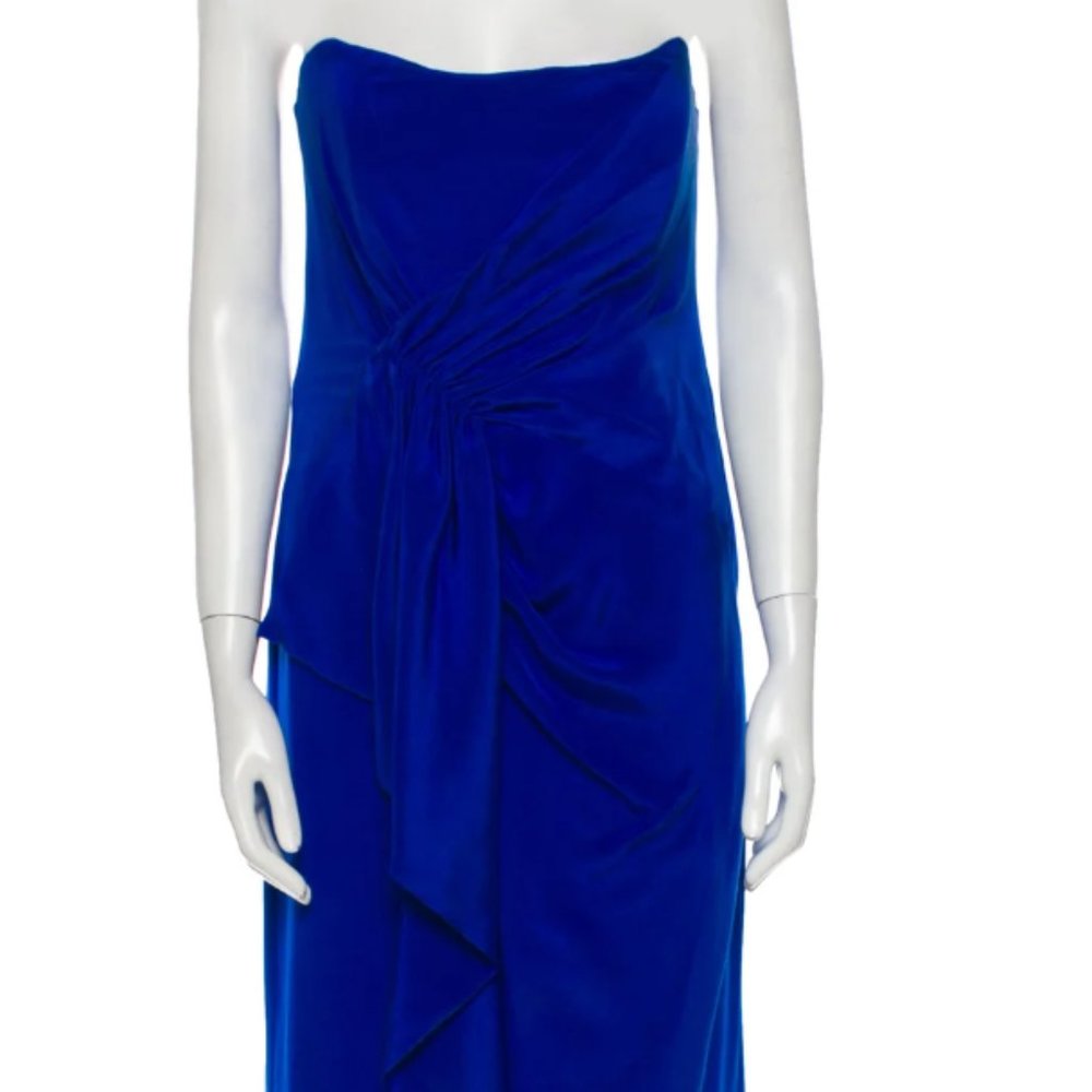Nicole Miller blue silk evening gown